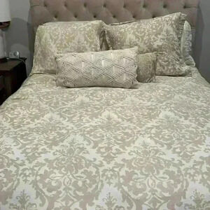 Pottery Barn queen duvet cover and matching European shams